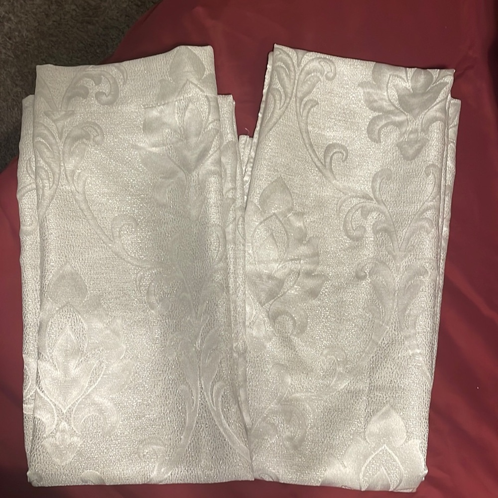 35x84 silver and white curtains shiny